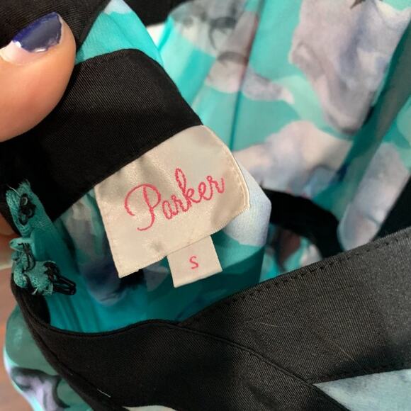 Parker Blue/Green Floral Maxi Dress Size Small - Picture 8 of 9